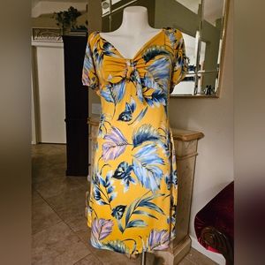 Yellow Floral Print Dress NWOT 2X